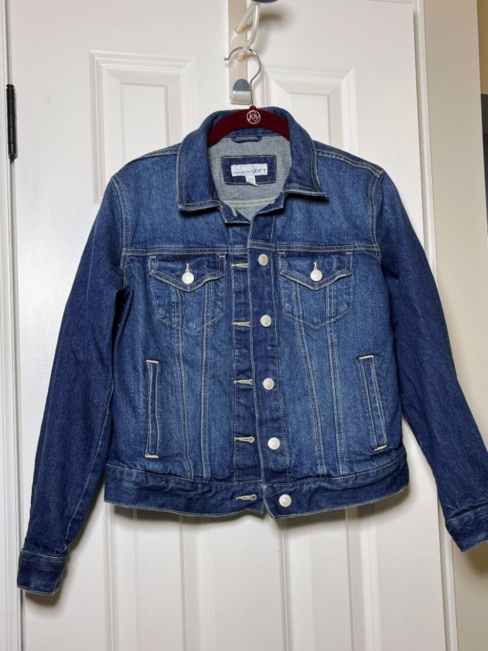 LOFT Made Loved Denim Jacket Petite XS Medium Wash Jean Jacket Classic Jean